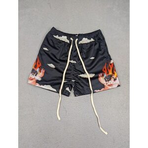 Civil Regime S.I.N. Highest Mesh Shorts Mens Small‎ Black Flame Graphic Athletic
